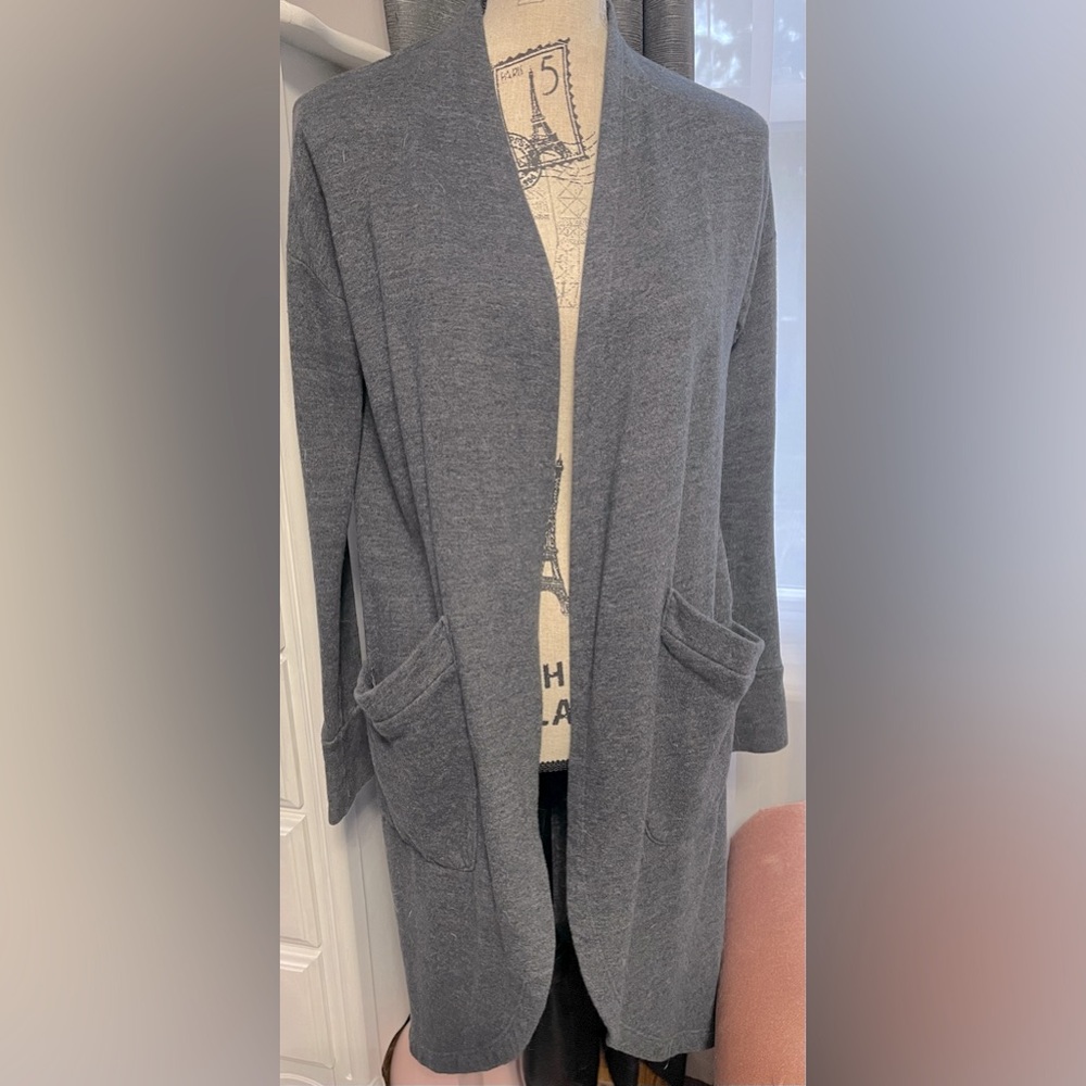 Women's Gray Open Front Cardigan